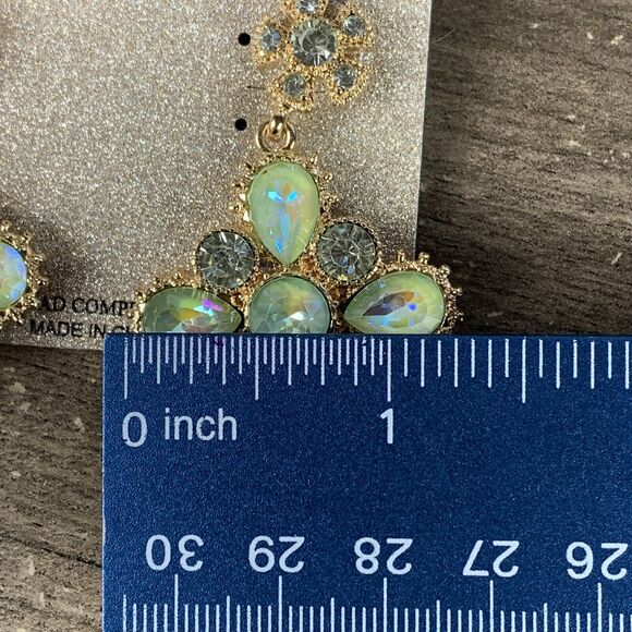 NATASHA Womens Dangle Chandelier Earrings Crystal Gold Tone with Pearl Drop - Picture 7 of 7